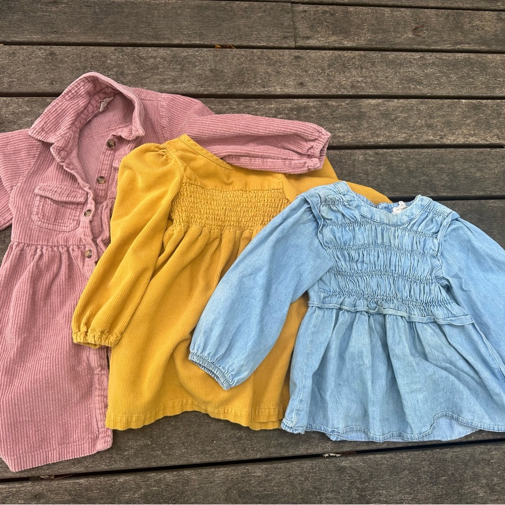 Toddler cotton dress bundle- Pink, Yellow, and Blue